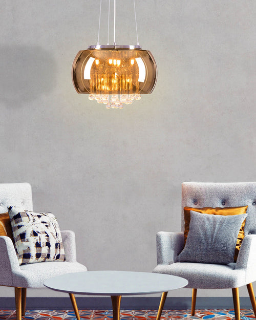 AmberGlow Crystal Dome Pendant Light